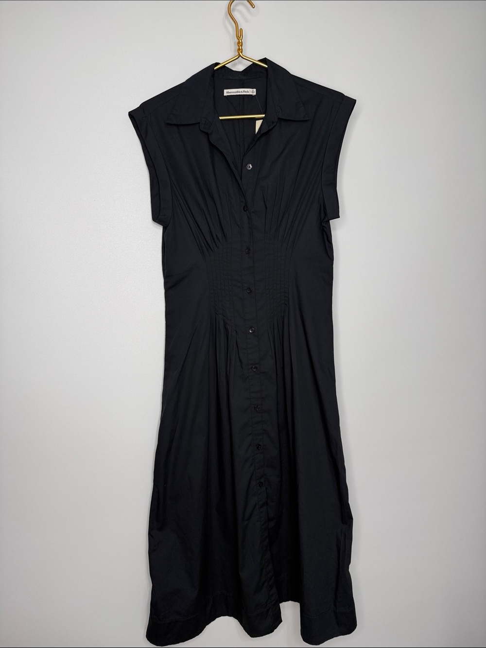 NWT Abercrombie & Fitch Black Midi Shirt Dress Size Small - Picture 5 of 11